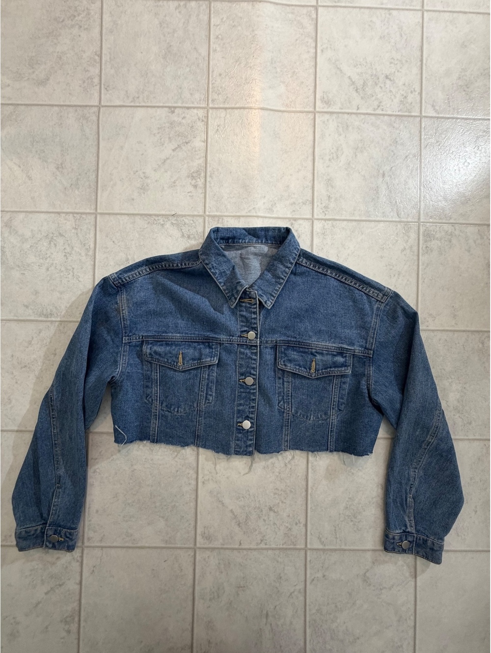 Shein Curve blue cropped denim jacket